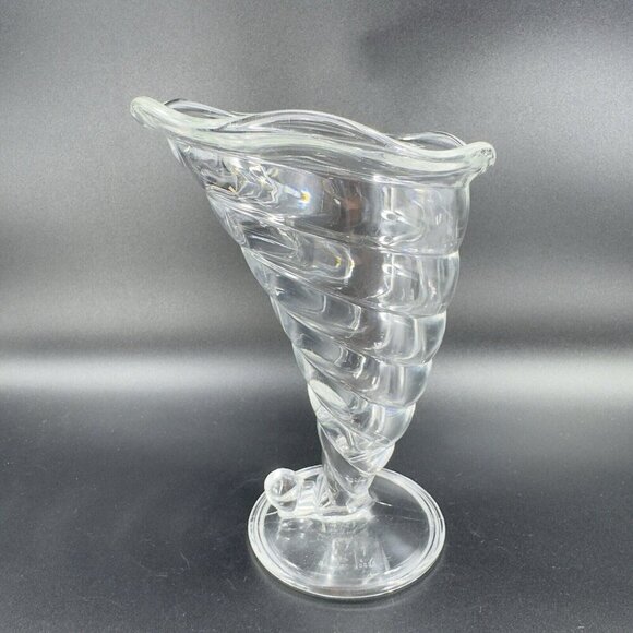 Bormioli Rocco Cornucopia Horn Shape Optic Crystal Clear Ice Cream Gelato Dish - Picture 11 of 12